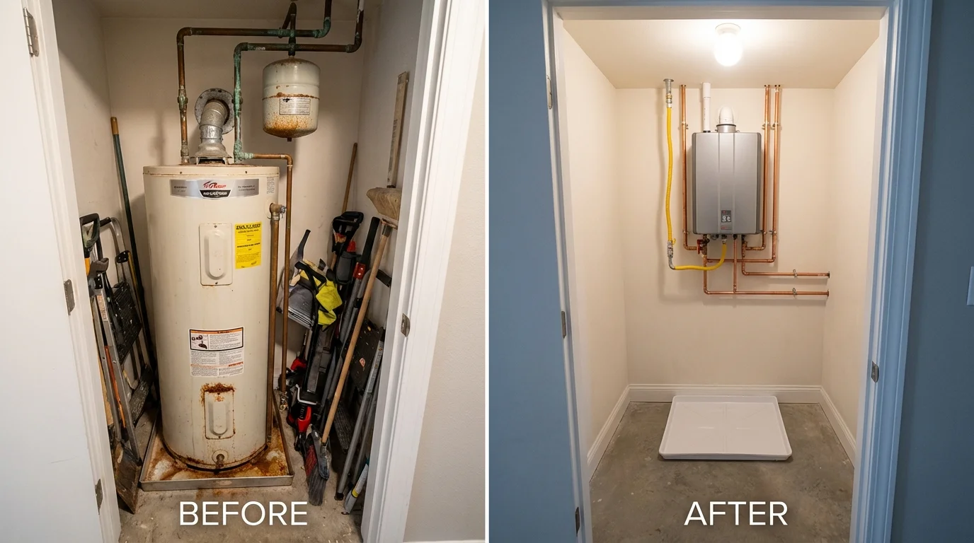 Tank water heater versus wall-mounted tankless unit comparison for Rome, IL homeowners